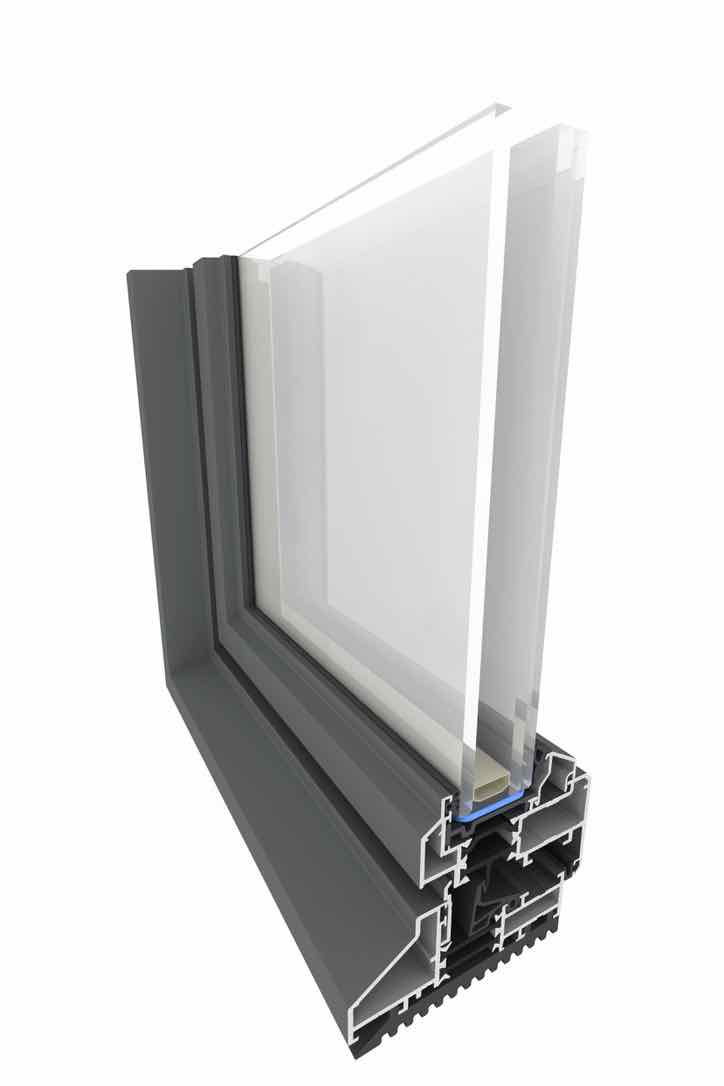 photo de détail en coupe de la fenêtre Steel-Look ST 1000